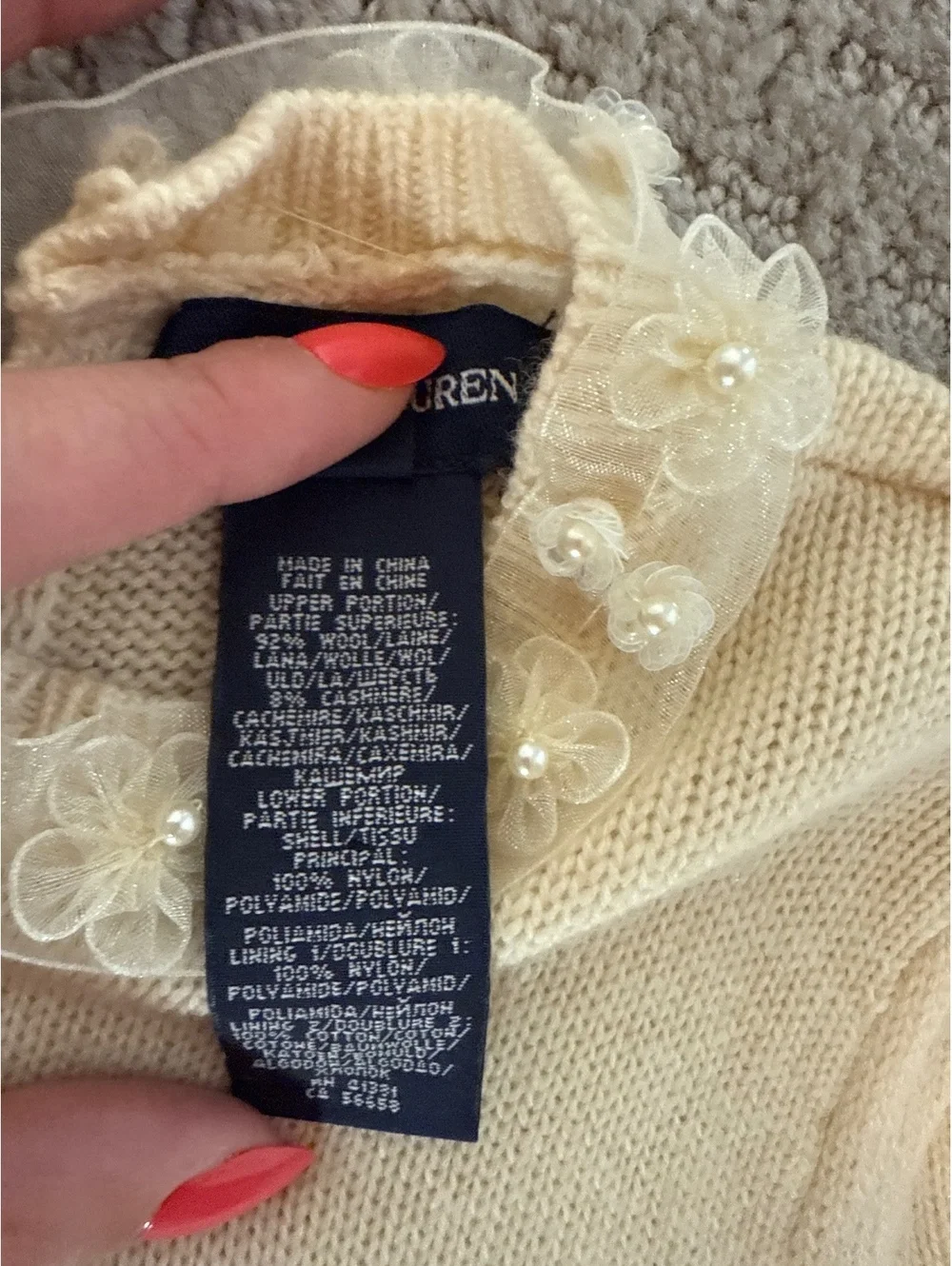 Ralph Lauren size 5 girls cashmere/wool and tulle dress